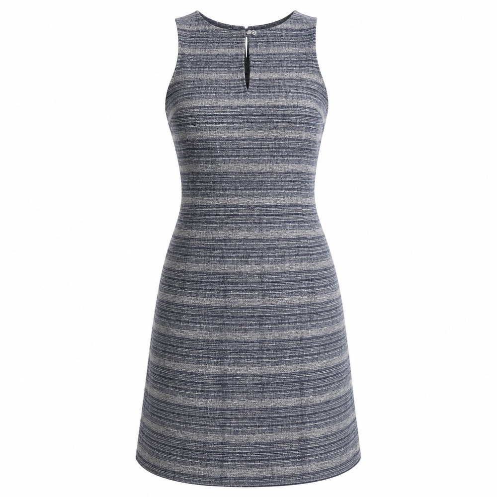 Pure Jill Linen Dress Womens M Medium Petite Blue Striped Sleeveless